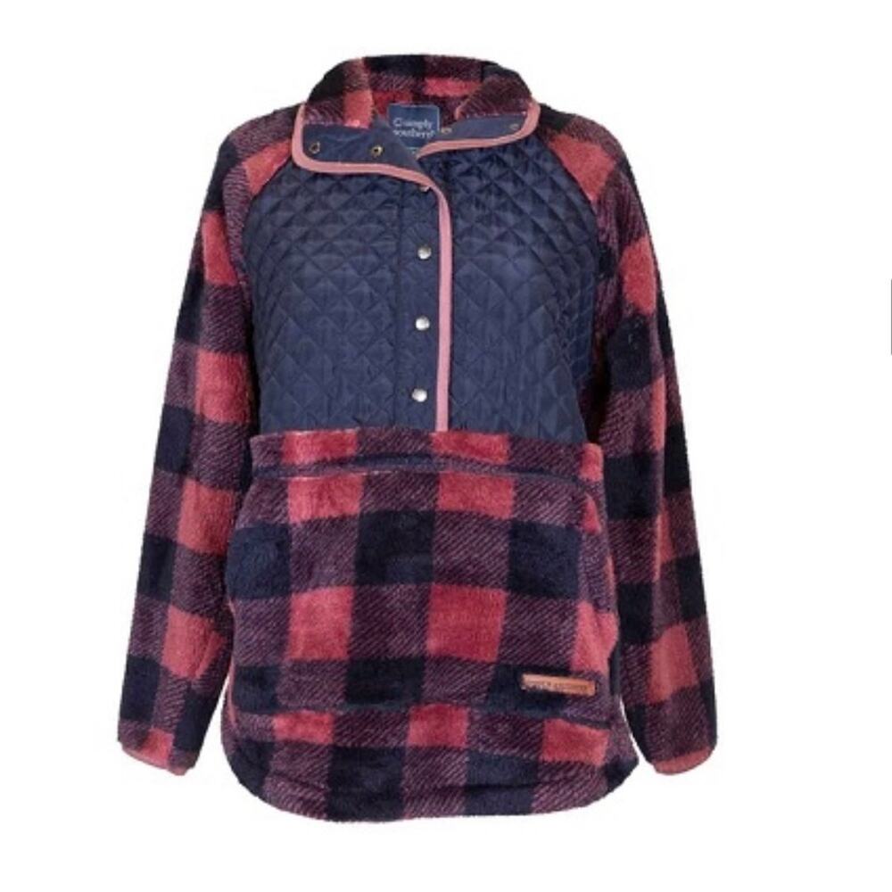 Simply Southern 1/2 Snap Front Quilted Sherpa Pullover Womens L